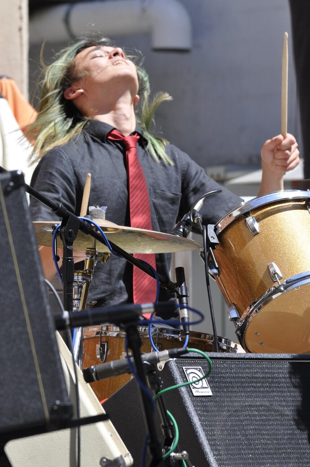 Drummer performing